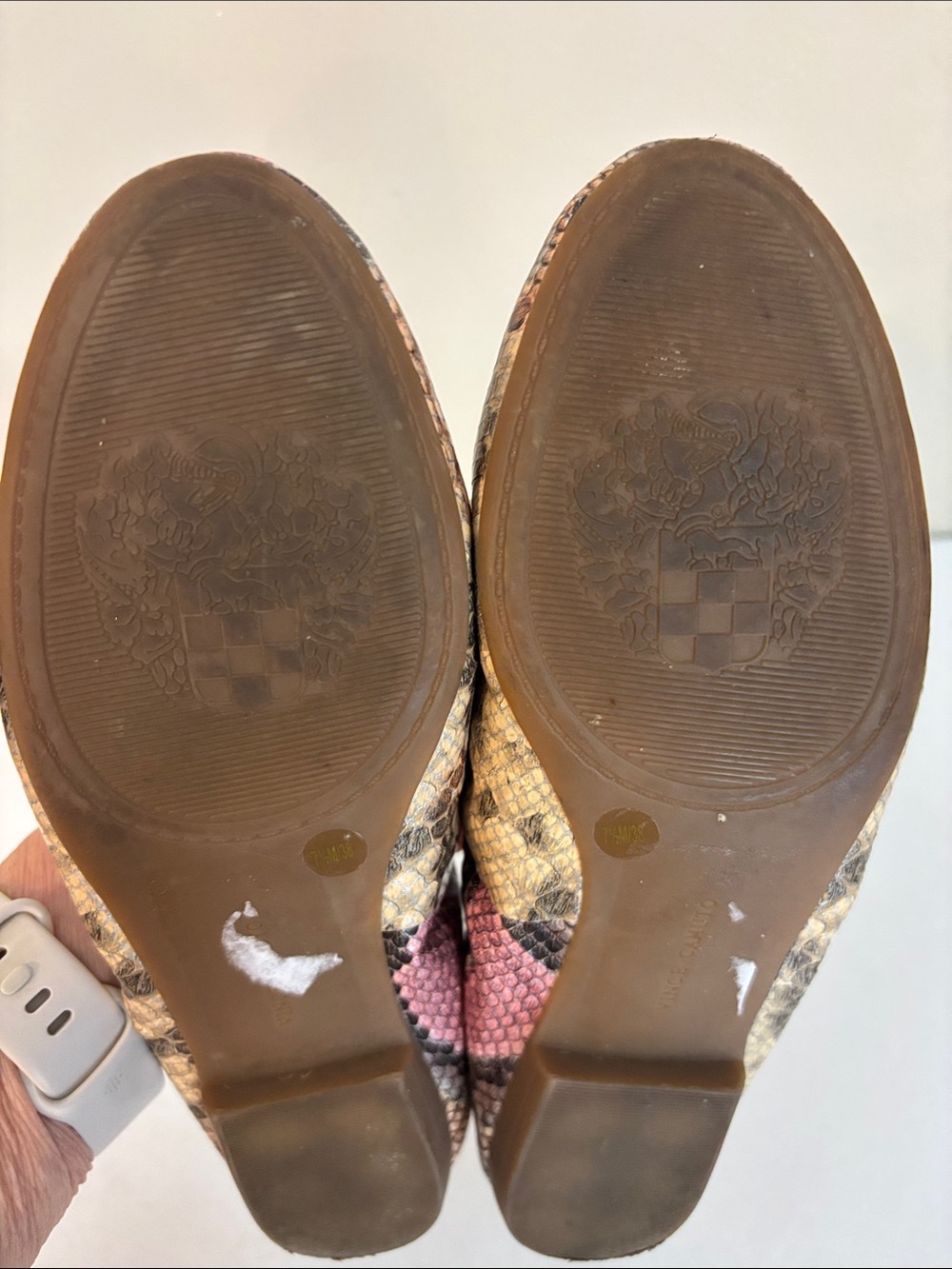 Vince Comuto Leather Snakeskin Ballet Flats Size 7.5 M - Picture 13 of 14